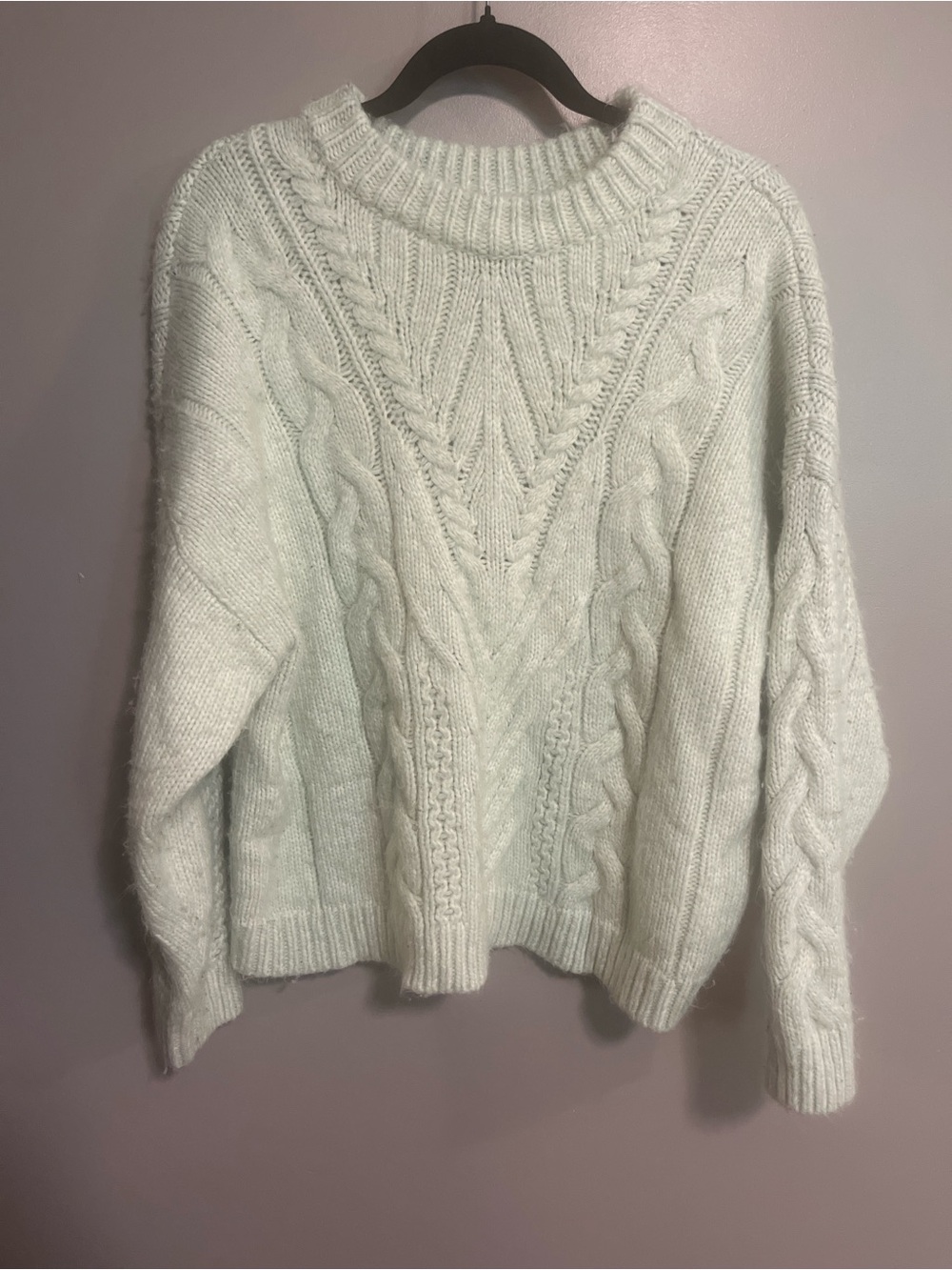 a new day Mint Green Cable Knit Crewneck Sweater